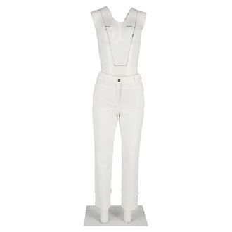 Escada High-Rise Straight-Leg Trousers in White Cotton