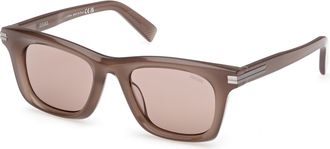 Ermenegildo Zegna Brown Square Mens Sunglasses EZ0270-F 51E 52