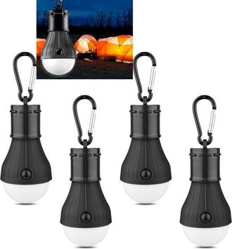 OEM Linternas Led Port&aacute;tiles De 4 Piezas Para Tiendas De Campa&ntilde;a, 12 X 5,3 Cm, Mochileros, Viajar, Pescar Y En Caso De Cortes De Luz, Color Negro