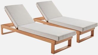 Sweeek Tumbona De Madera De Eucalipto Multiposici&oacute;n, Set De 2