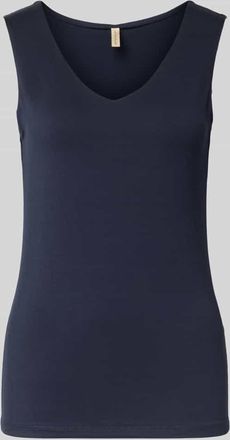 Soyaconcept Top mit V-Ausschnitt Modell Marica in Marine, Gr&ouml;&szlig;e XXL