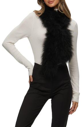 Gorski Genuine Shearling Knit Pull-Through Scarf in Black at Nordstrom