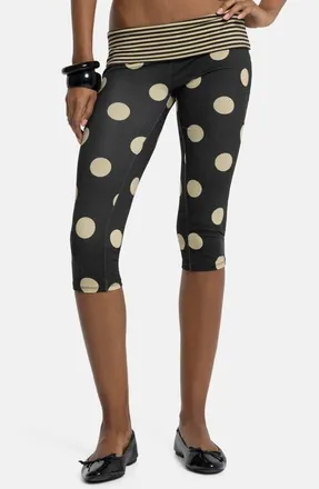 Jaded London Mixed Print Foldover Waist Capri Pants in Black at Nordstrom, Size 10