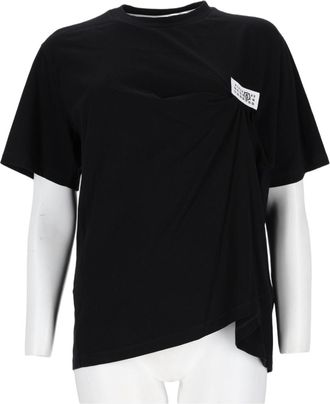Maison Margiela Black Asymmetrical Draped Cotton Top