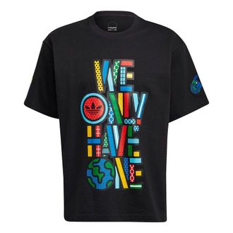 adidas originals Artist Tee Ss Colours Letter Printing Causual Sports Male Black HA4692