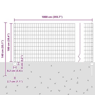 Berkfield Home Euro Fence with 10 U Posts Silver 1x10 m Steel