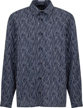 Ted Baker Mens Recycled Regular Fit Long Sleeve Shirt in Navy - Size 4XL