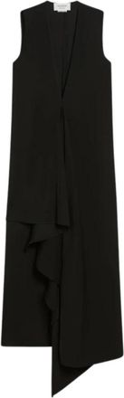 Sportmax Maxi-jurk - Dames - Maxi kleedjes - Zwart - XS - Polyester - Kleedjes