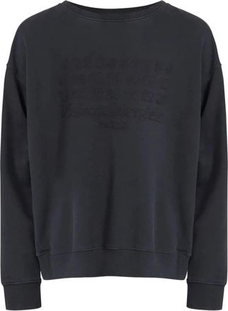 Maison Margiela Sweatshirt met ronde hals en geborduurd logo - Heren - Sweatshirts - Zwart - XS - Katoen - Hoodies & sweatvesten