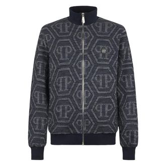 Philipp Plein Heren, Sweatshirts & Hoodies, Blauw, Maat: 3XL Katoen