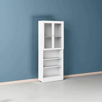 Dmora Dmora - Estante Para Libros Chedeng, Estante De Oficina, Porta Libros M&oacute;vil, Biblioteca, 79x28 H203 Cm, Blanco