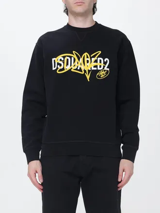 Dsquared2 Felpa girocollo in cotone con logo stampato e spalle scese