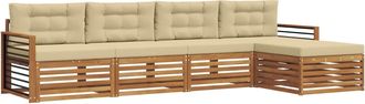 vidaXL Conjunto De Sof&aacute;s De Exterior 5 Uds. Natural Y Beige Vidaxl