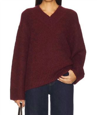 Pistola Denim Talia Chunky V-Neck Long Sleeve Sweater In Claret