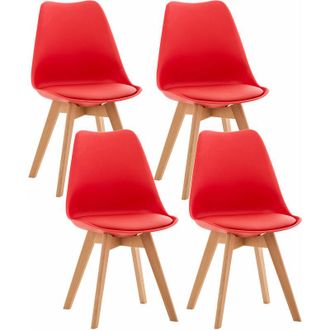 Clp Set De 4 Sillas De Comedor Linares Rojo Pl&aacute;stico