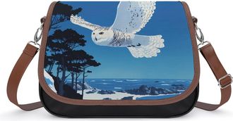 Generic Flying Snowy Owl Small Womens Crossbody Bags Shoulder Handbag with Adjustable Strap for Travel