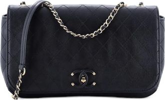 Chanel Covered CC Flap Bag Stitched Calfskin Medium shoulder bag - Zwart