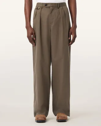 AllSaints Main: 55% Cotton, 45% Lyocell Conway Wide Leg Pleated Trousers, Size: 28