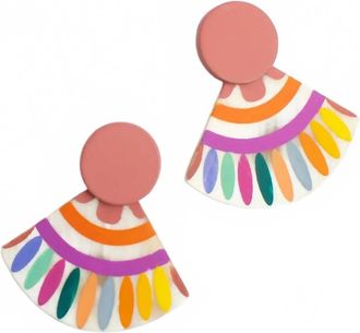 Sunshine Tienda Womens Buffalo Horn Rainbow Earrings