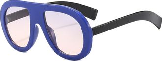 Generic Large Frame Men Outdoor Sunglasses Vacation Women Driving Decorative Sun Glasses(Blue)