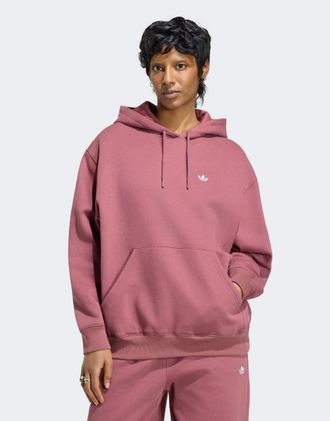 adidas Originals Essentials - Felpa oversize in pile bordeaux con cappuccio-Rosso