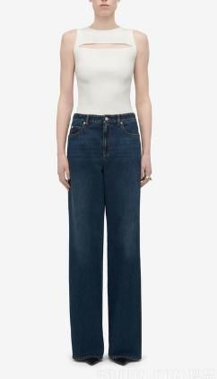 Alexander McQueen Indigo Wijde-Leg Denim Jeans