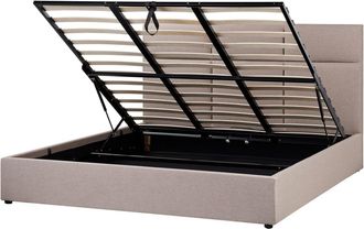 Beliani Cama matrimonial de tejido beige 180x200