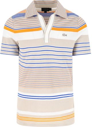 Lacoste Beige Piqu&eacute; Cotton Multicolor Stripe Polo