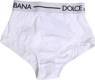 Dolce & Gabbana White Nylon Logo Waistband Panty Womens Underwear