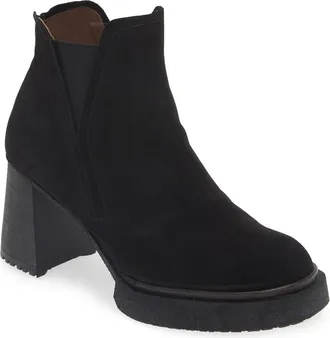 Wonders Platform Chelsea Boot in Black Suede at Nordstrom, Size 9.5-10Us