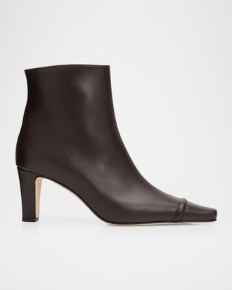 Manolo Blahnik Vivecal Leather Ankle Boots