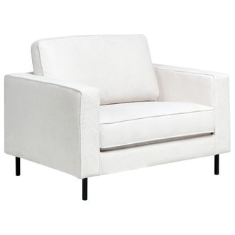 Beliani Beliani - Sill&oacute;n Moderno Minimalista De Tela Cojines Patas De Metal Blanco Crema Savalen