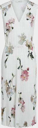 Vince Floral Pleated V-Neck Midi Dress