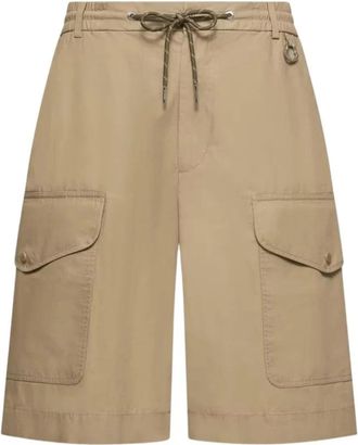 Moncler Cotton Poplin Cargo Shorts - Heren - Korte Broeken - Beige - M - Katoen - Korte Broeken
