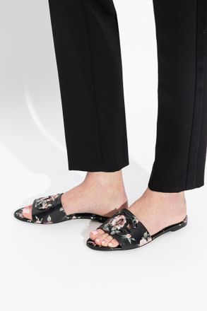 Dolce & Gabbana Floral Motif Slides, Womens, Black