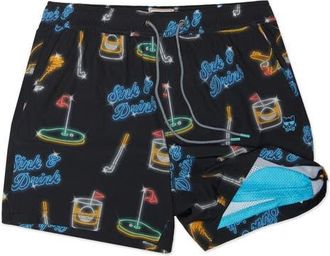 Party Pants Sink & Drink Happy Hour 7-Inch Swim Trunks in Black at Nordstrom, Size Xx-Large