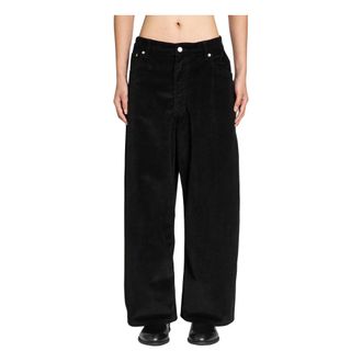 STUDIO NICHOLSON Wide Trousers, male, Black, Size: S Paolo Corduroy Pant