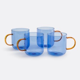 La Redoute Interieurs Set van 4 glazen mokken met gekleurde handvatten, Oryn