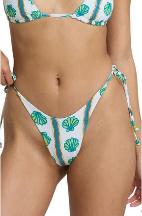 Billabong Salty Waves Reversible Tanga Side Tie Bikini Bottoms in Salt Crystal at Nordstrom, Size X-Small