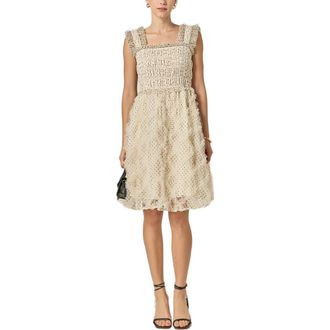 English Factory Frill Detail Polka Dot Dress in White/Black at Nordstrom, Size X-Small