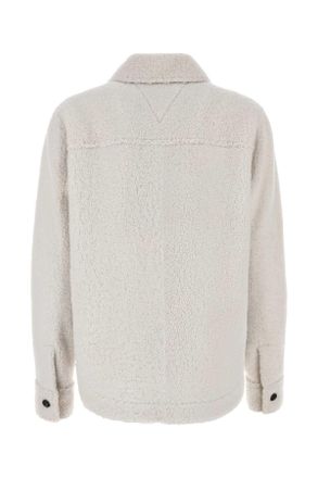 Bottega Veneta Womens Chalk Shearling Oversize Shirt Popcorn Exterior: Lamb Fur Camicie