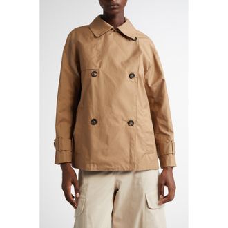 Max Mara Zeno Water Repellent Short Trench Coat in Camel at Nordstrom, Size 4