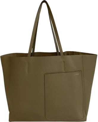 Valextra Gray Leather Tote Bag (Pre-Owned)