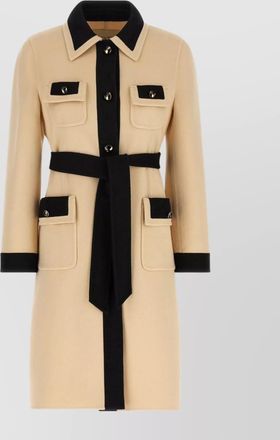 Valentino Garavani wool coat with belted waist and contrast trim