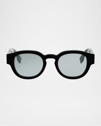 Fendi Mens Signature Acetate Round Sunglasses