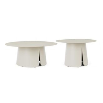 Konte Design Juego de 2 mesas de aluminio blanco crema