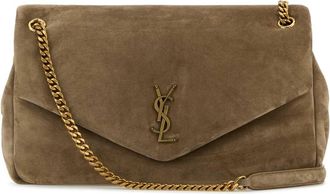 Saint Laurent Dove Grey Suede Leather Large Calypso Shoulder Bag