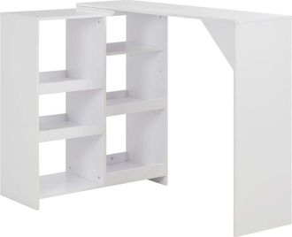 vidaXL Bar Table with Moveable Shelf White 138x39x110 cm Vidaxl