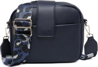 Generic Womens Cross Body Flap Over Bag Crossbody Bag with Camo Print Strap, 23 x 16 x 6 cm (Navy)