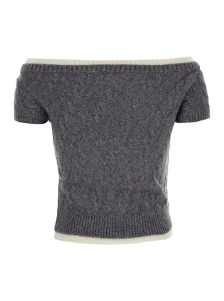 Shushu/Tong Merino Wool Boat Neck Sweater - Gray